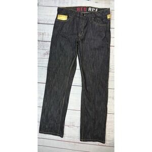 Red Ape Jeans Men's Size 34 X 34 Black Stone Wash Gold Accent Casual Y2K Vintage